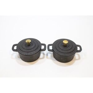 Set of 2 Crofton 8oz Mini Cast Iron Dutch Oven Pot with‎ Lid And Handles
